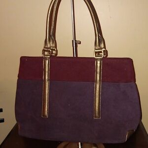Burgundy & PURPLE FELT WOOL SUEDE SHOULDERBAG